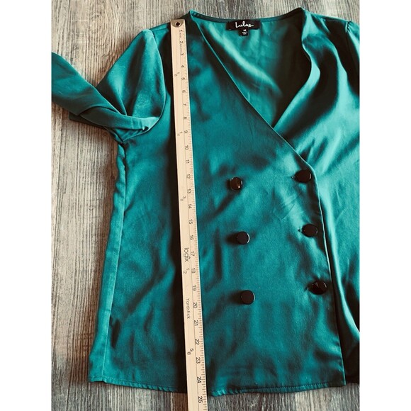 Lulus Green Double Breasted V Neck Office Career Blazer Blouse Women’s Medium - Picture 5 of 7